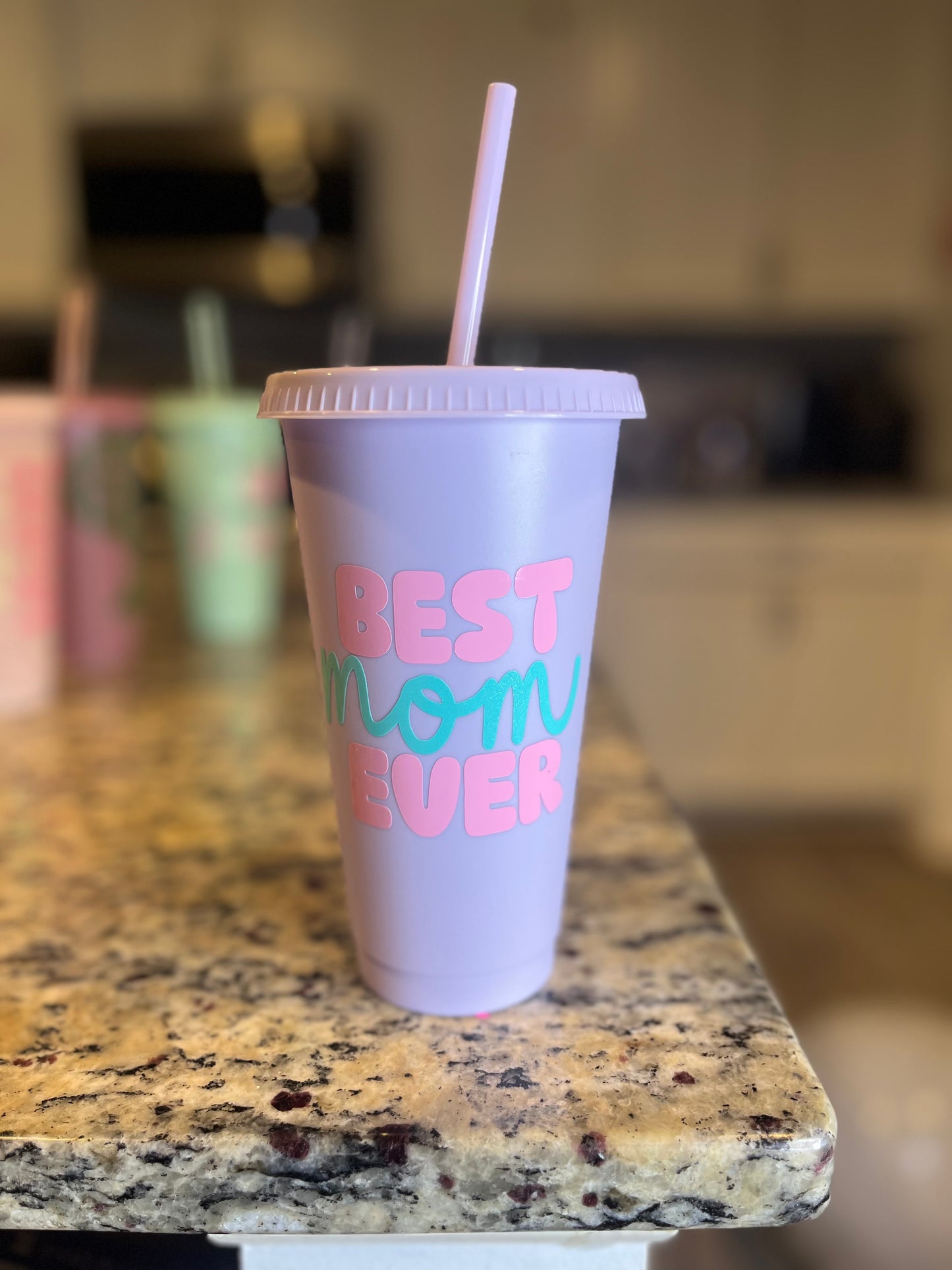 Custom Mom Life cup with Straw & Lid