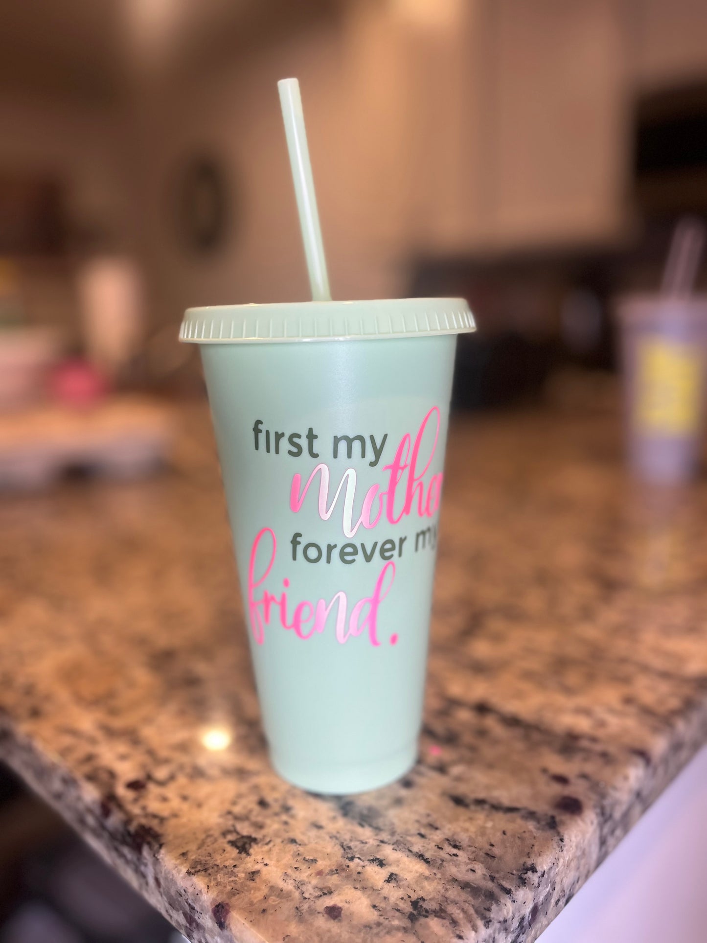 Custom Mom Life cup with Straw & Lid