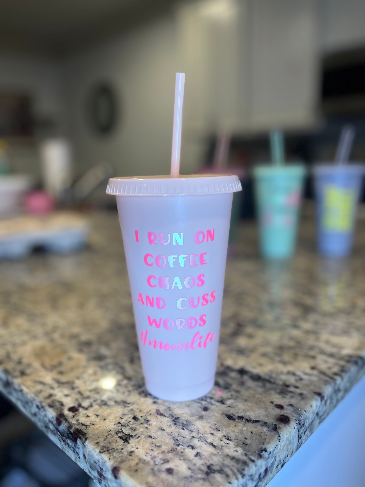 Custom Mom Life cup with Straw & Lid