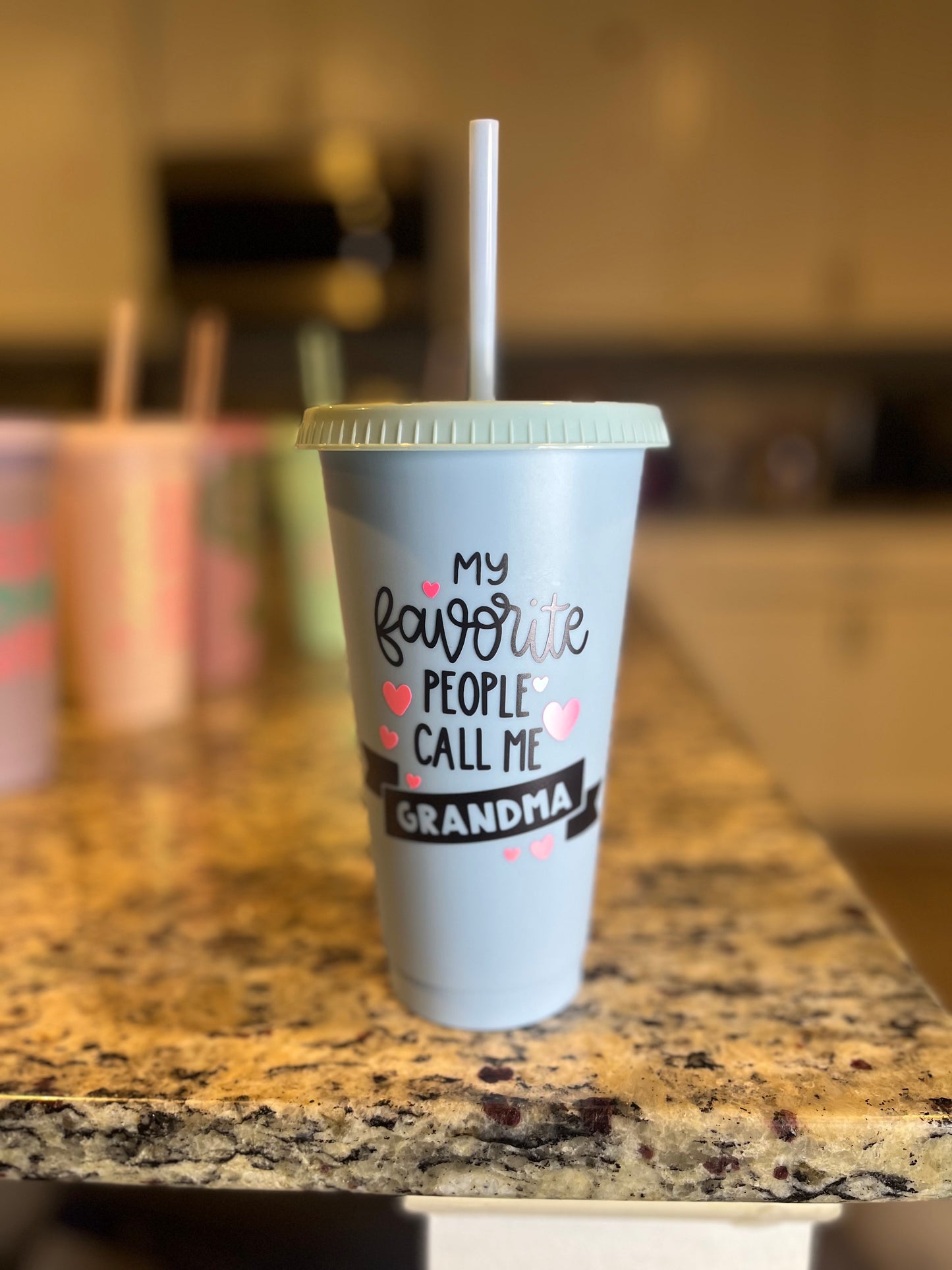 Custom Mom Life cup with Straw & Lid